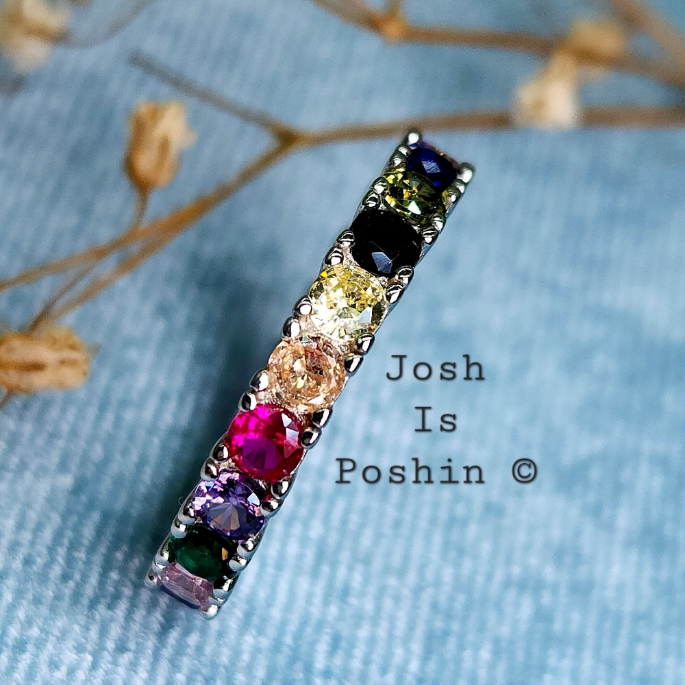 Full rainbow eternity band in sterling silver